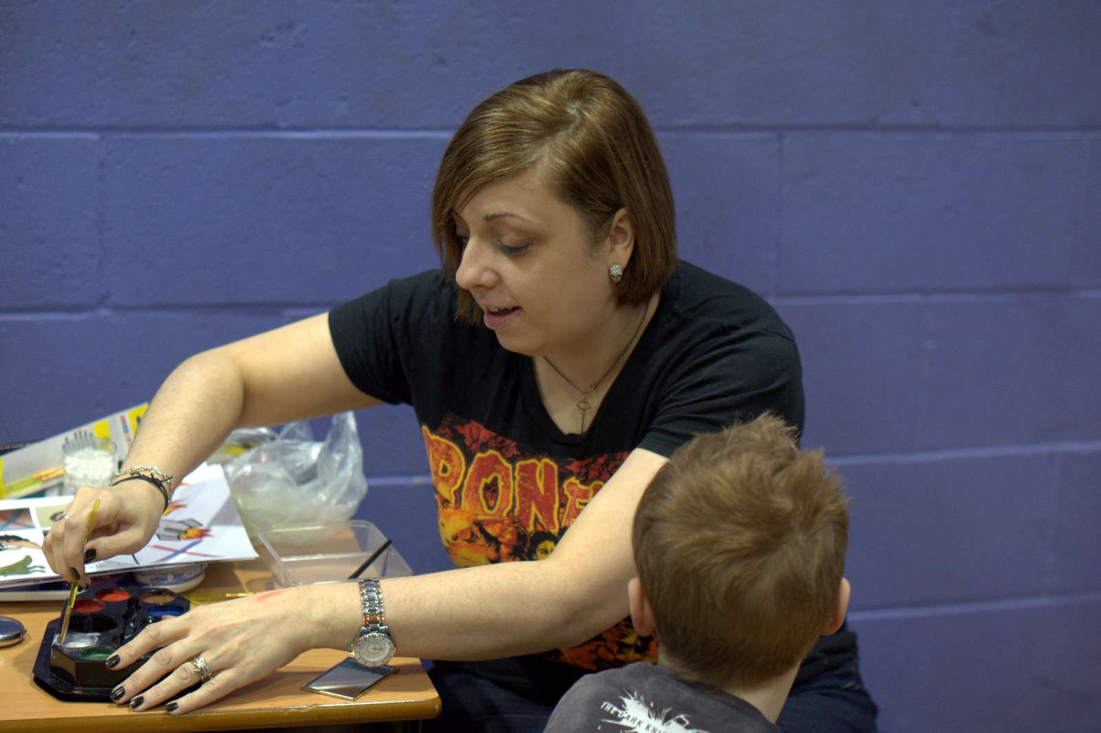 Facepainting at the first Glasgow Roller Derby Home Season of the year.