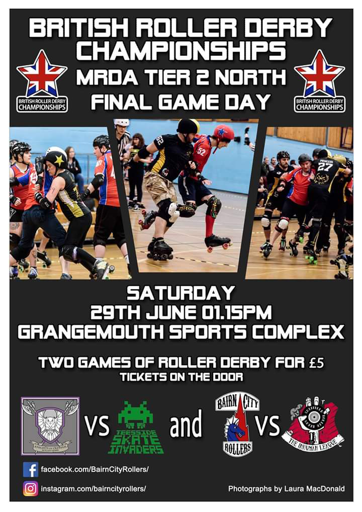 Flyer for the final fixtuer in British Champs Tier 2 M N; 29th June, 2019 at Grangemouth Sports Complex.