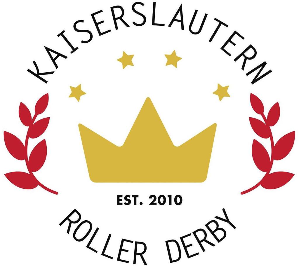 The new Kaiserslautern Roller Derby logo, in gold-black-and-yellow.