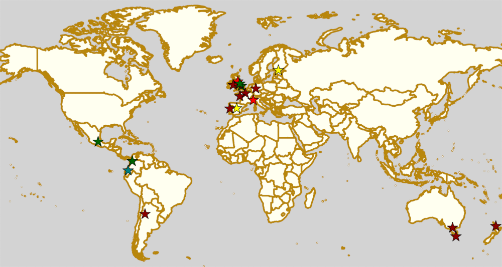 Map of all events (coded by type)