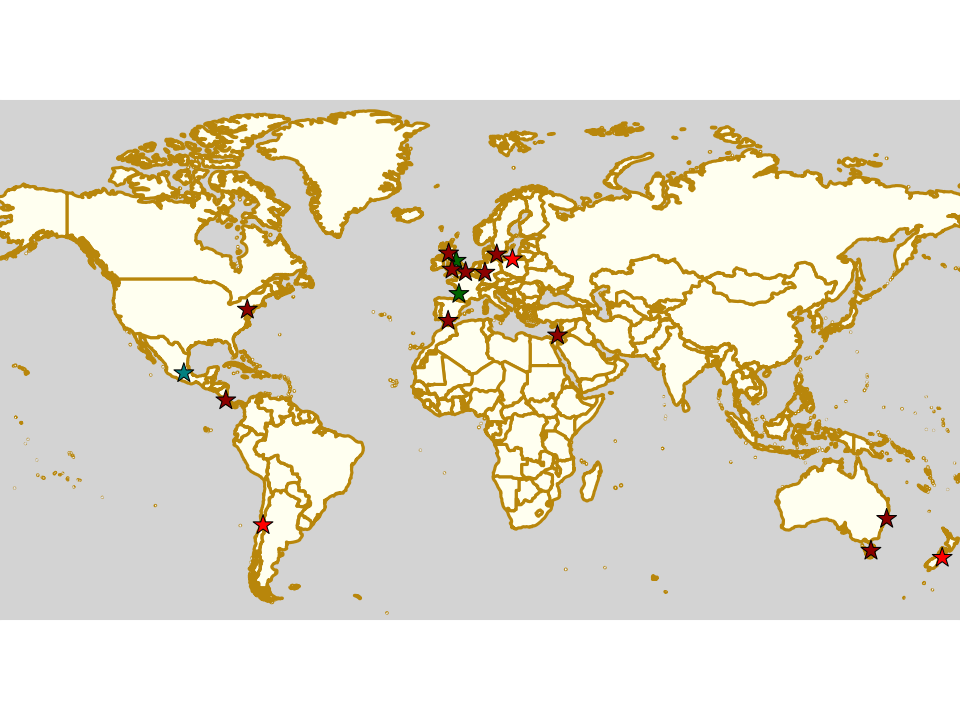 Map of all events (coded by type)