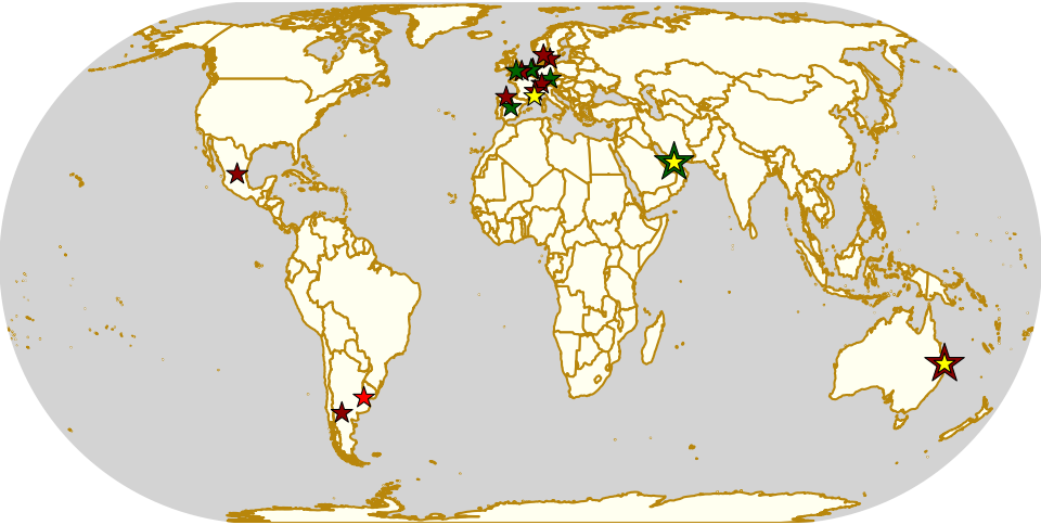 Map of all events (coded by type)