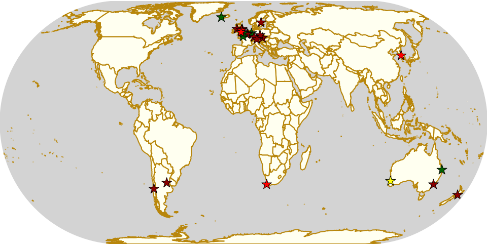 Map of all events (coded by type)