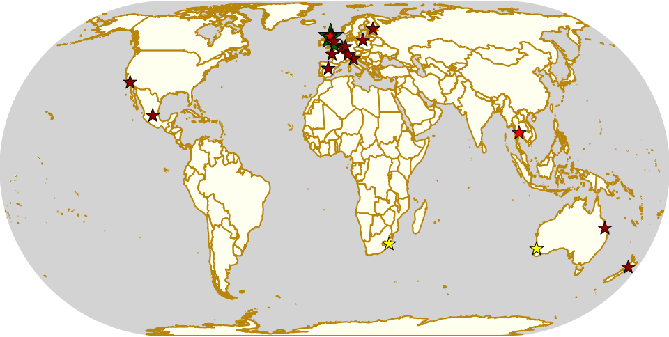 Map of all events (coded by type)