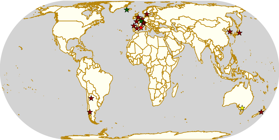 Map of all events (coded by type)